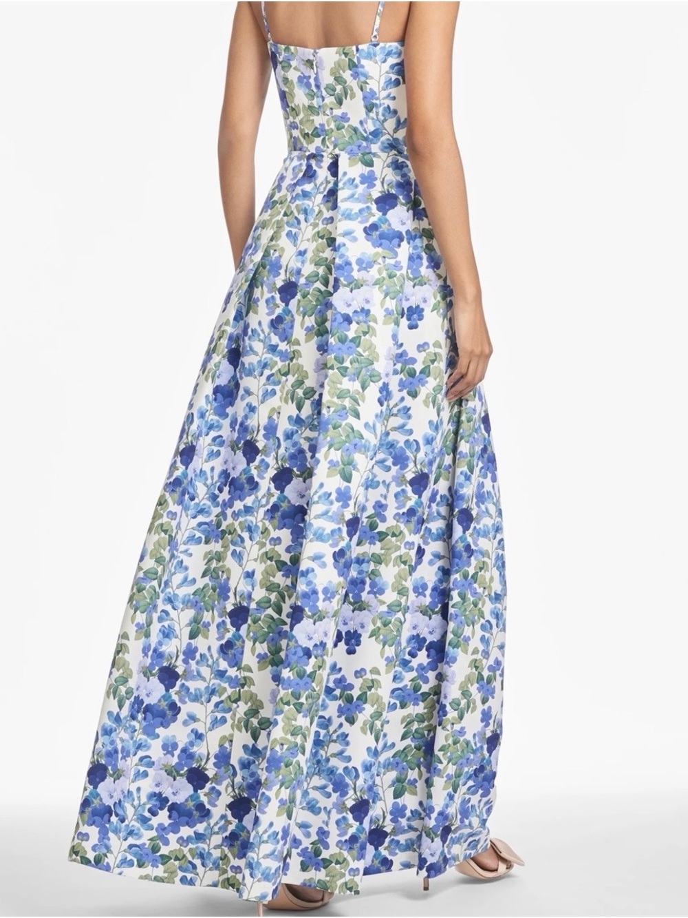 Blue & Green Floral Maxi Dress with Spaghetti Straps